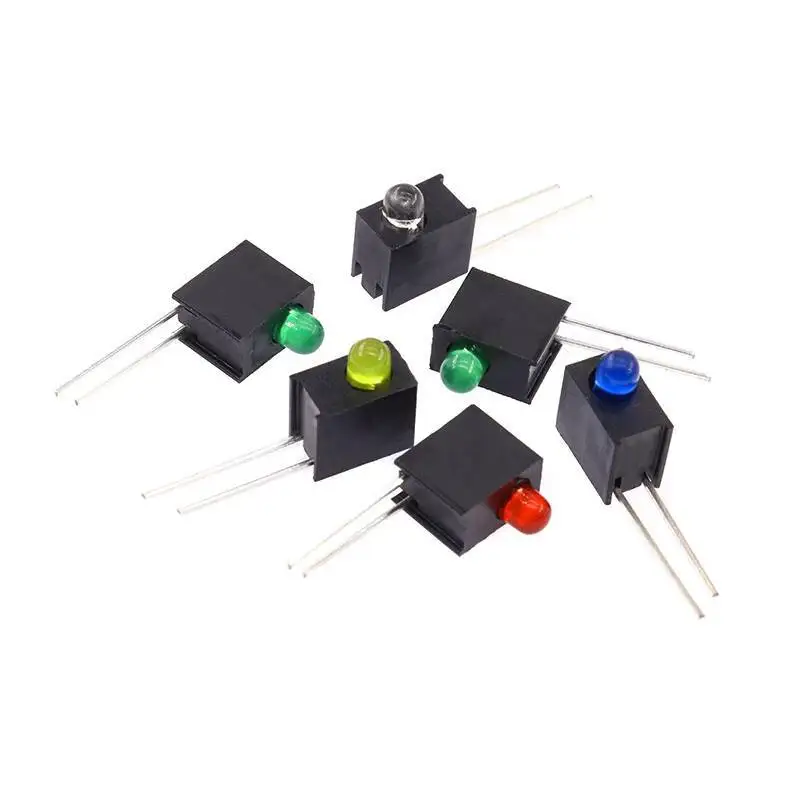 10 Stück 3MM LED-Anzeigeleuchte F3 Schalttafel-Lampenhalter Rot Gelb Blau Grün Einzelloch 90 Grad gebogener Stift – Detail 4