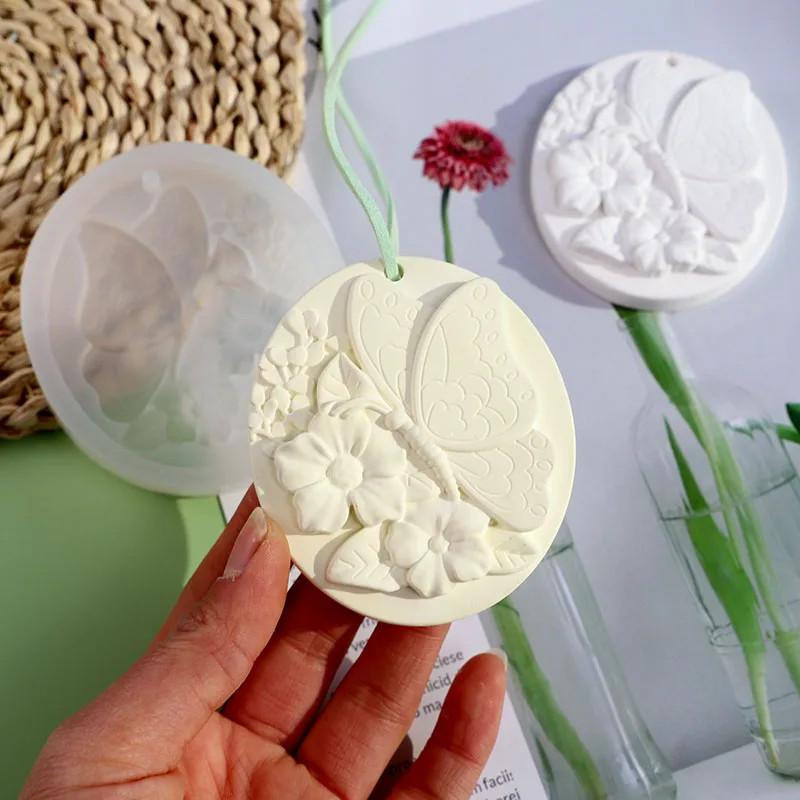 Creative Flower Aromatherapy Wax Tablets Silicone Mold DIY Butterfly Scented Plaster Pendant Gypsum Decoration Molds