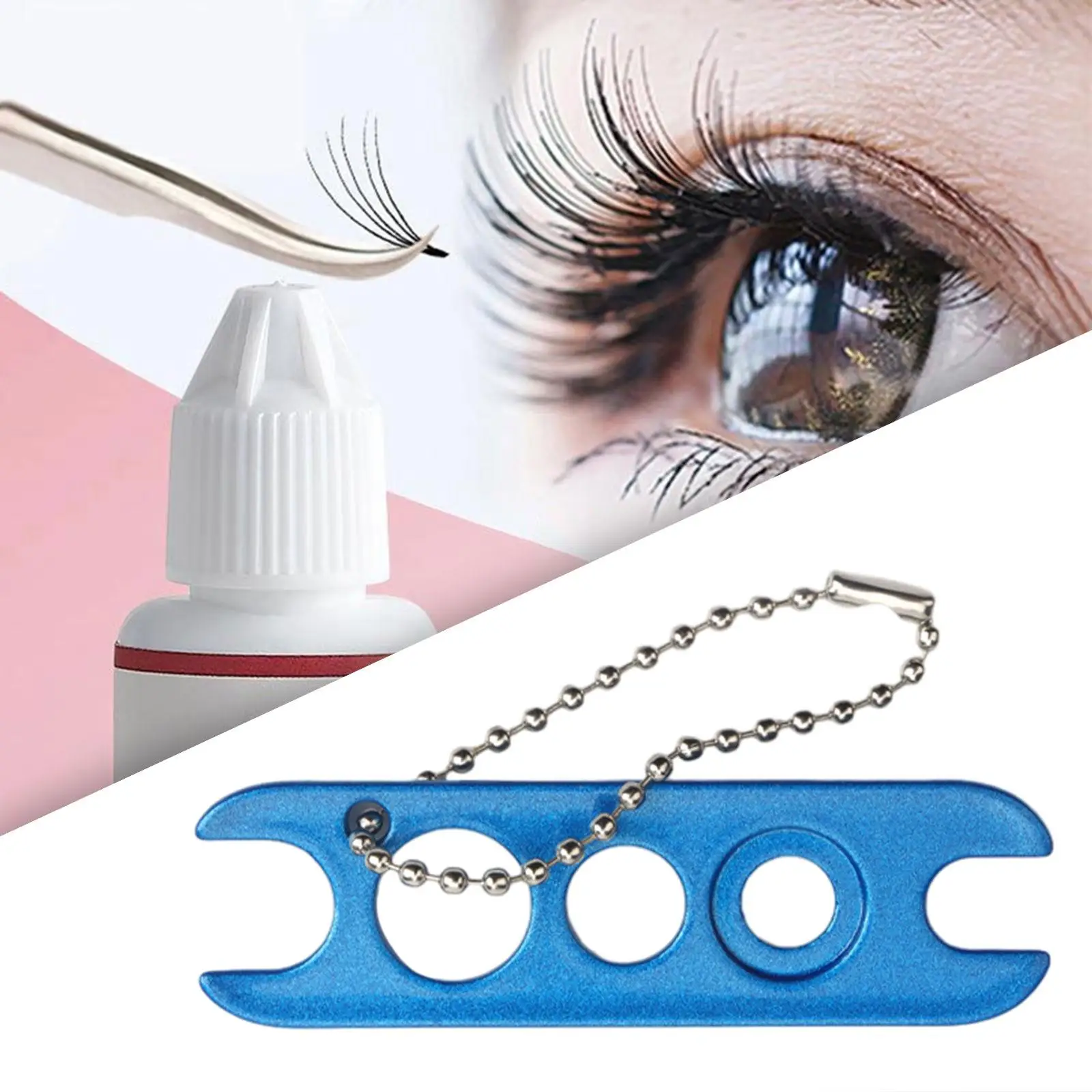 Stainless Steel Roller Bottle Opener Multi Hole Eyelash Glue Tip Replacement Tool for Professional Use