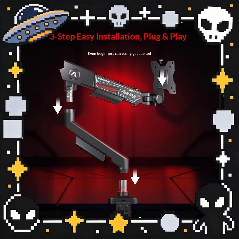 

AGKey S1 Display Bracket Double Damping Torsion Spring Structure Computer Display Screen Bracket Suitable For 14-42 Inch Screen