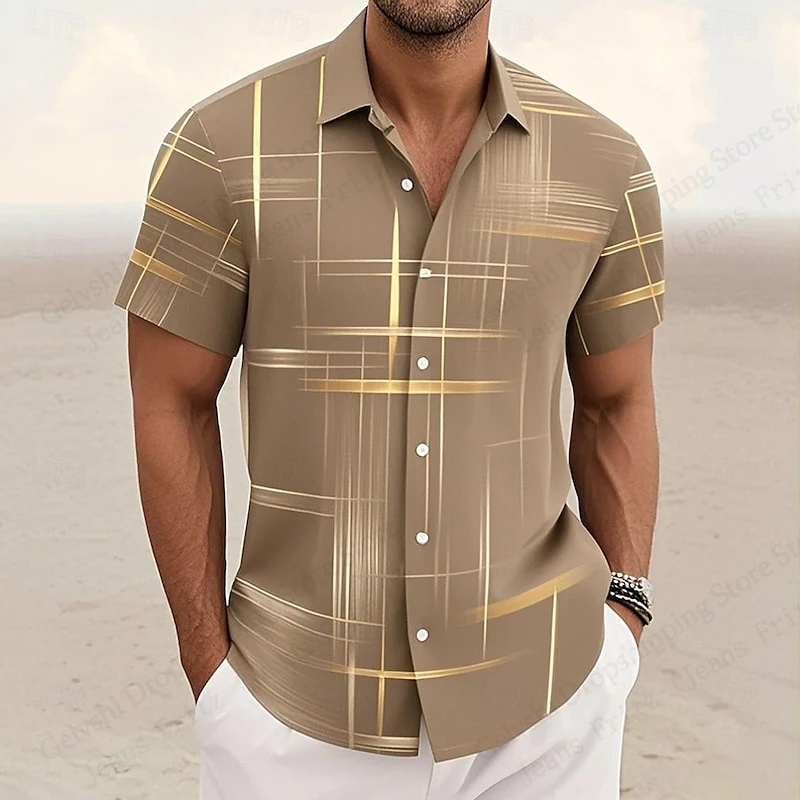 

Men's Shirts Graffiti Geometric Grid 3d Print Beach Shirt For Men Hawaiian Shirt Women Fashion Button Lapel Short Sleeve Blouse