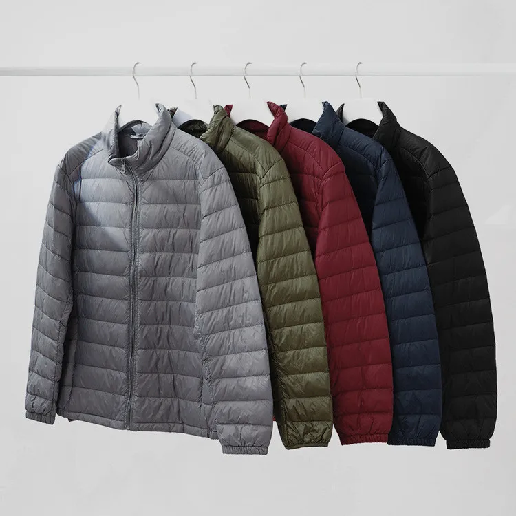 

Короткое мужское пальто, куртка на белом утином пуху, теплый топ, высококачественный легкий пуховик среднего возраста с воротником-стойкой большого размера