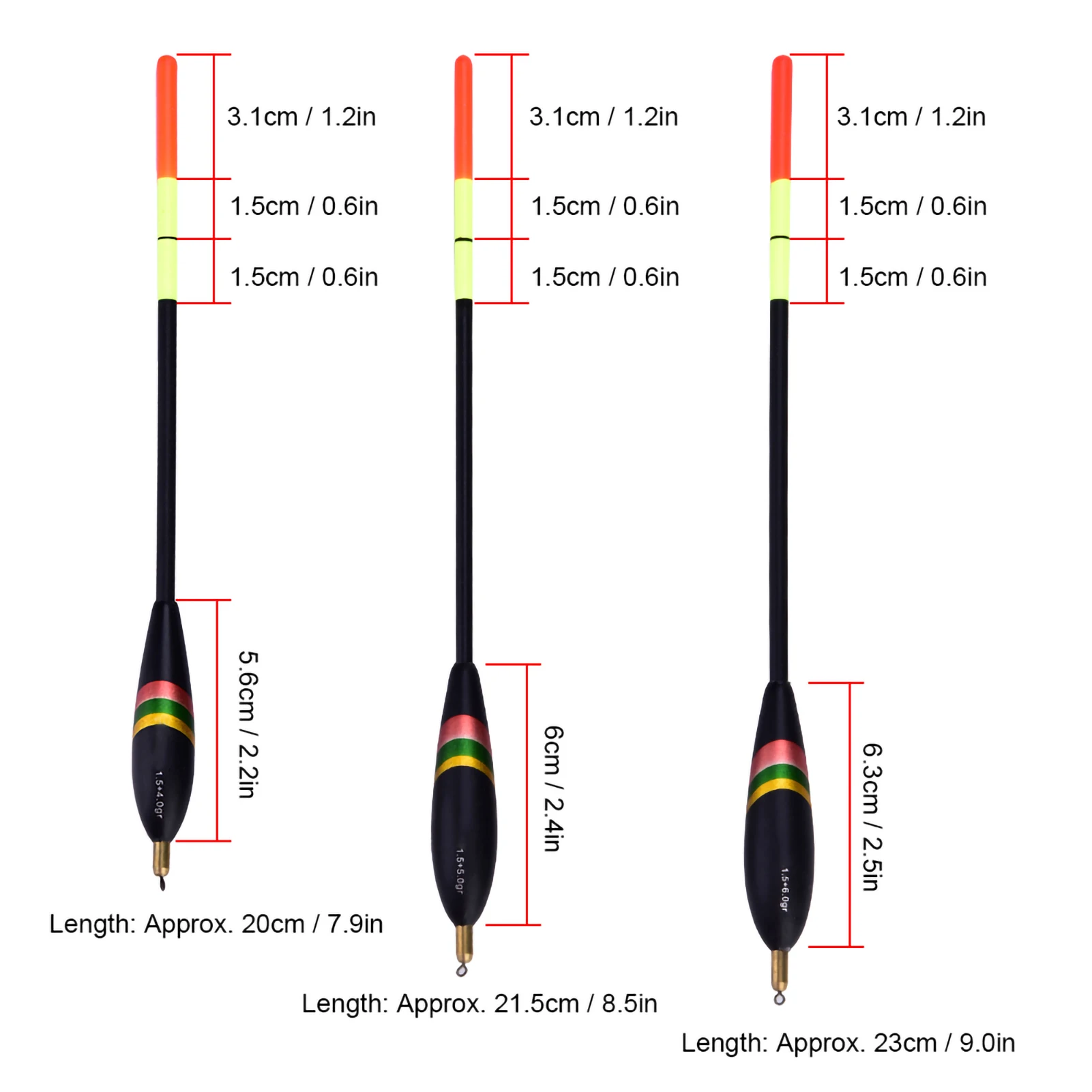 1,5 + 6g 1,5 + 5g 1,5 + 4g Holz Angeln Schwimmt Set Bobbers Tackle Zubehör Angeln Bobber angeln Zubehör – Detail 9