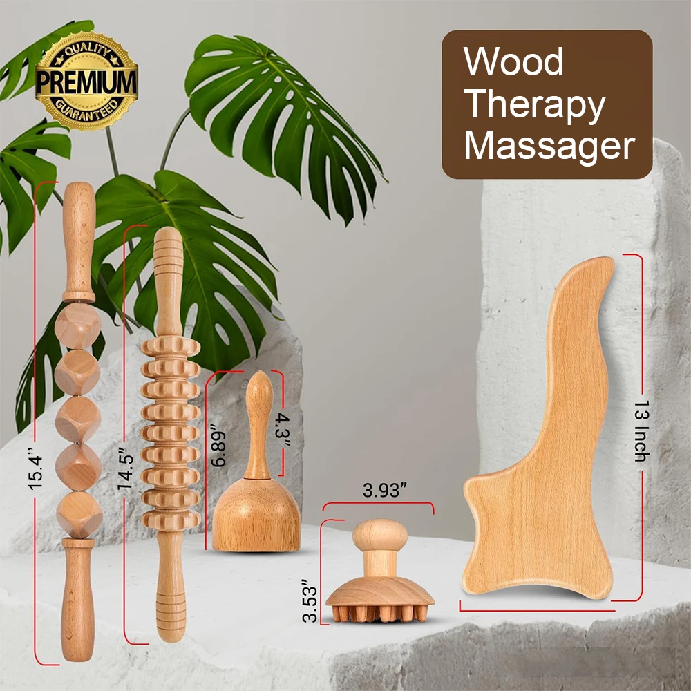 Luxurious Wood Therapy Massage Tools Natural Maderoterapia Kit Body Sculpting Tools for Muscle Massage Relax, Lymphatic Drainage