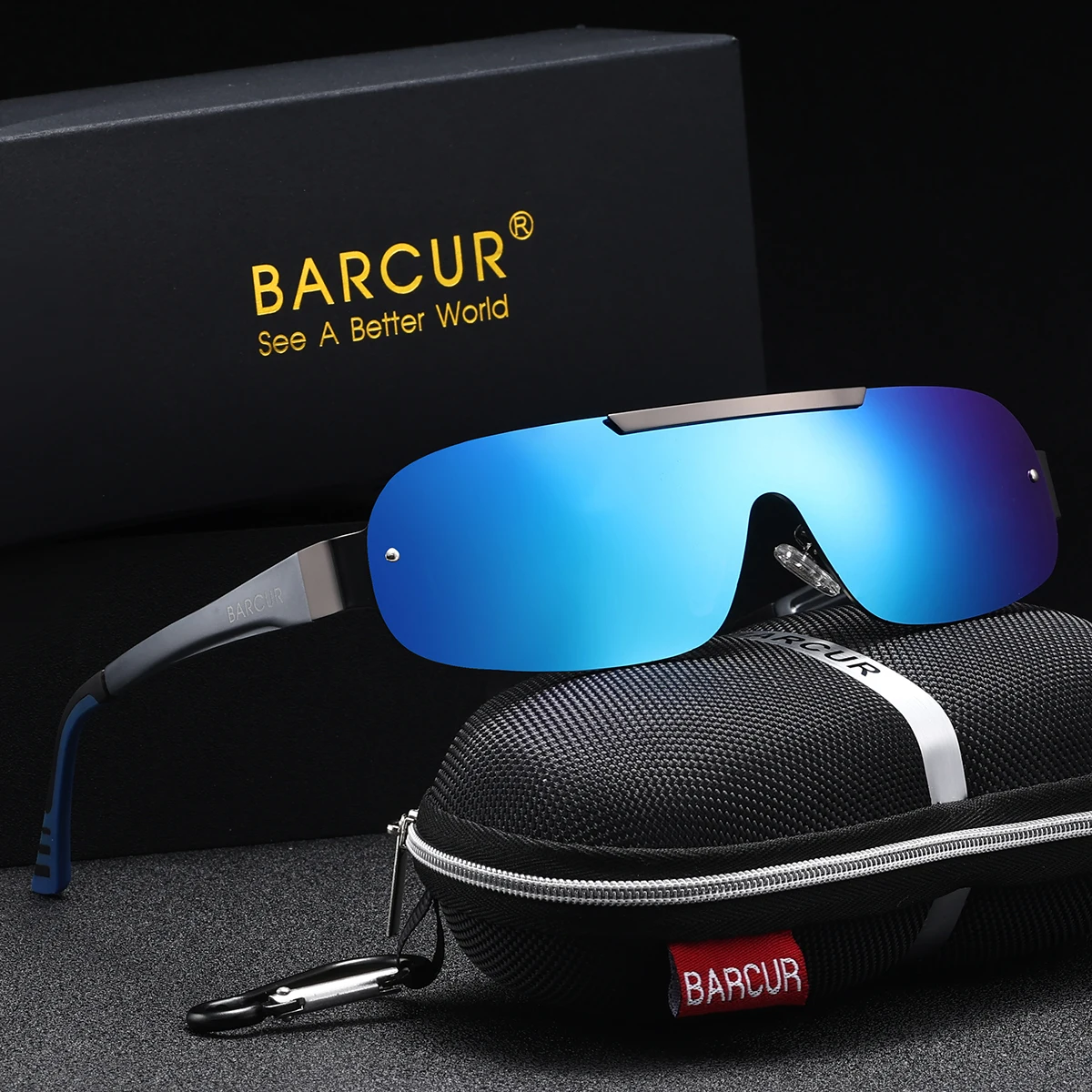 BARCUR 1개 여성용 메탈릭 편광 선글라스 대형 프레임 휴가 레저 스타일 비치 퍼포먼스 남성용 안경 워킹