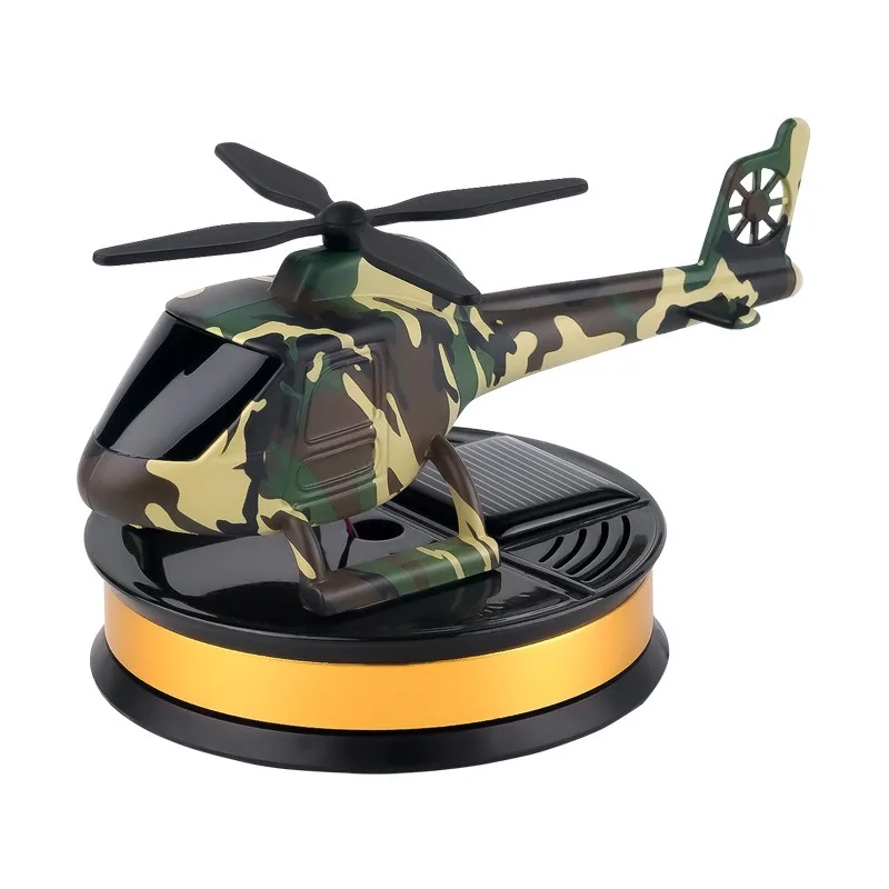 Solar Rotating Camouflage Helicopter Car Air Freshener Essential Oil Diffuser Dashboard Aromatherapy Interior Accessories Gift