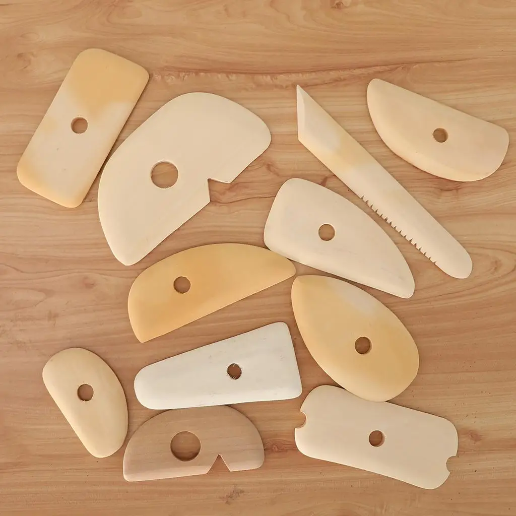 Wooden Clay Art Supplies Scraper Set Modeling Tools Pottery Trimming Tool Kit for Pottery Diy and Sculpture