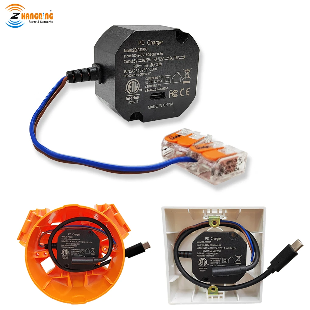 TecLines TNT004 Wandinbouw USB Tablet Inbouw Voeding 30W Vermogen