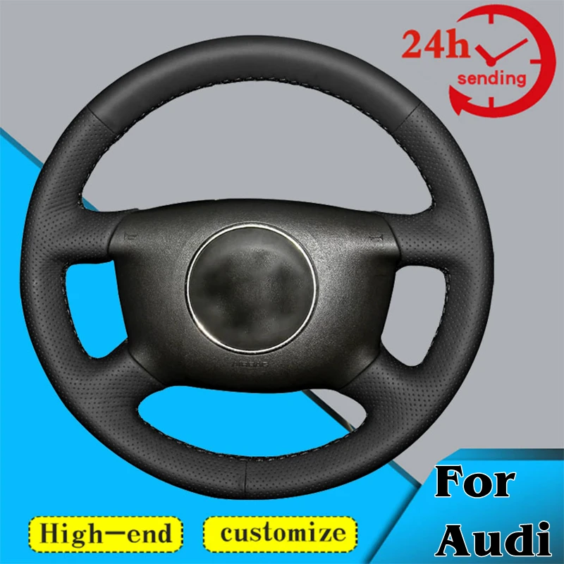 Custom Car Steering Wheel Braid Cover Soft 100% Fit For Audi A2 (8Z) A3 (8L) Sprotback A4 (B5 B6) Avant A6 (C5) A8 Auto Interior