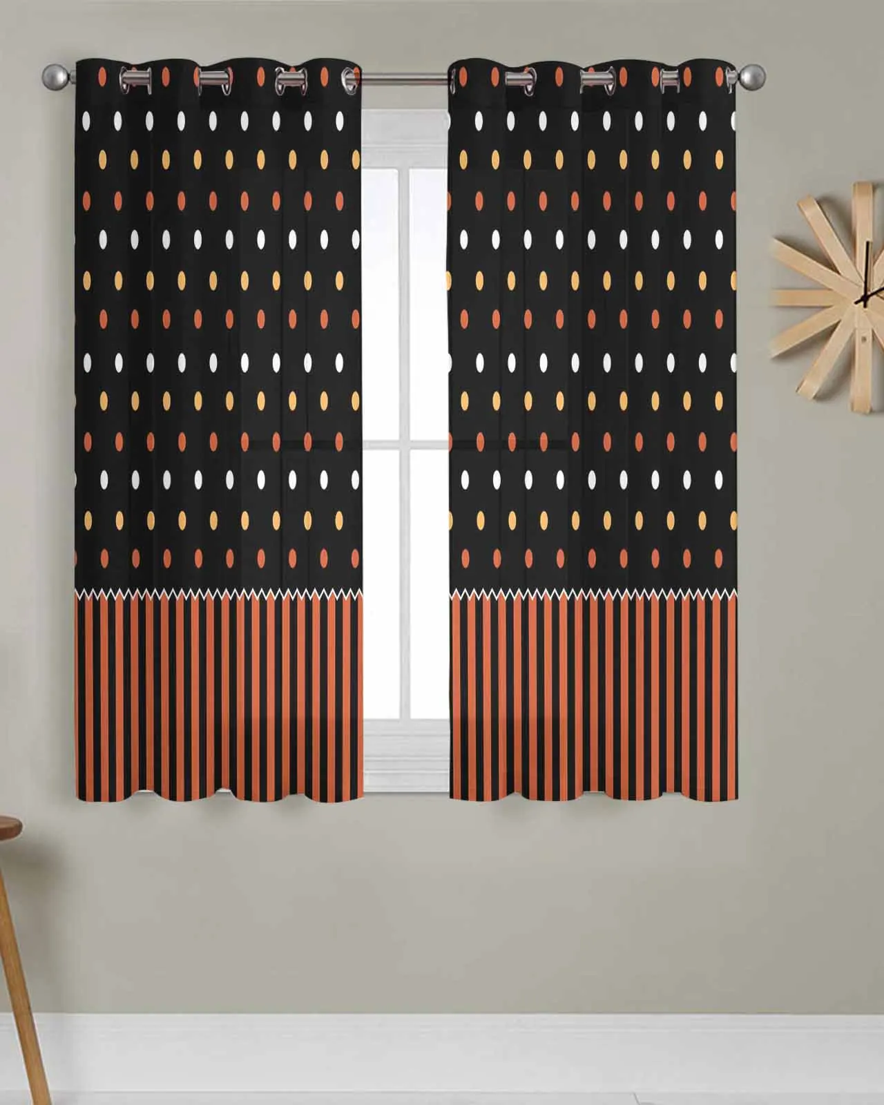 

Tulle Window Curtains Halloween Polka Dot Pattern Stripe for Living Room Bedroom Transparent Chiffon Sheer Voile Window Curtain