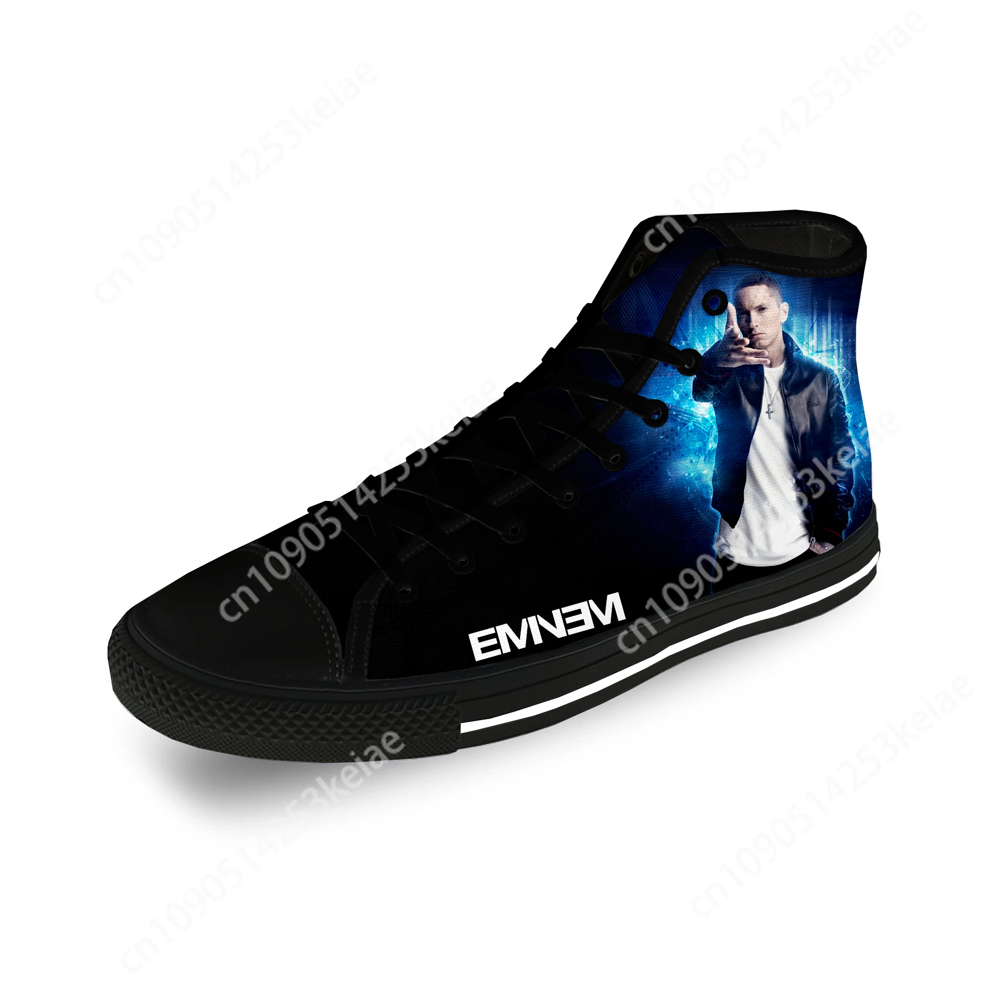 Eminem Hip Hop Rapper Rap Singer Casual Cloth Fashion 3D Print High Top Canvas Shoes Men Women Lightweight Breathable Sneakers