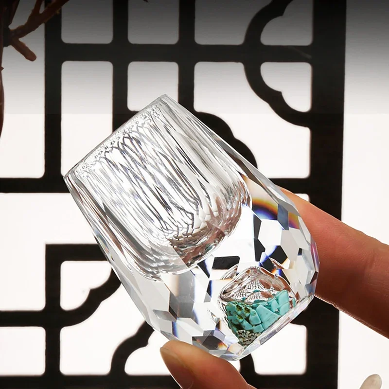 1/4/6pcs Diamond Crystal Liquor Glasses Set Vodka Shot Glass Wine Glasses Whiskey Glass Spirits Sake Soju Brandy Tea Cup 15ml