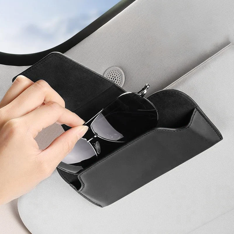 Car Sunglasses Holder Case For Fiat Panda 2011 Coss4x4 Magnetic Auto Sun Visor Glasses Box Clip Fastener Eyeglasses Storage Box