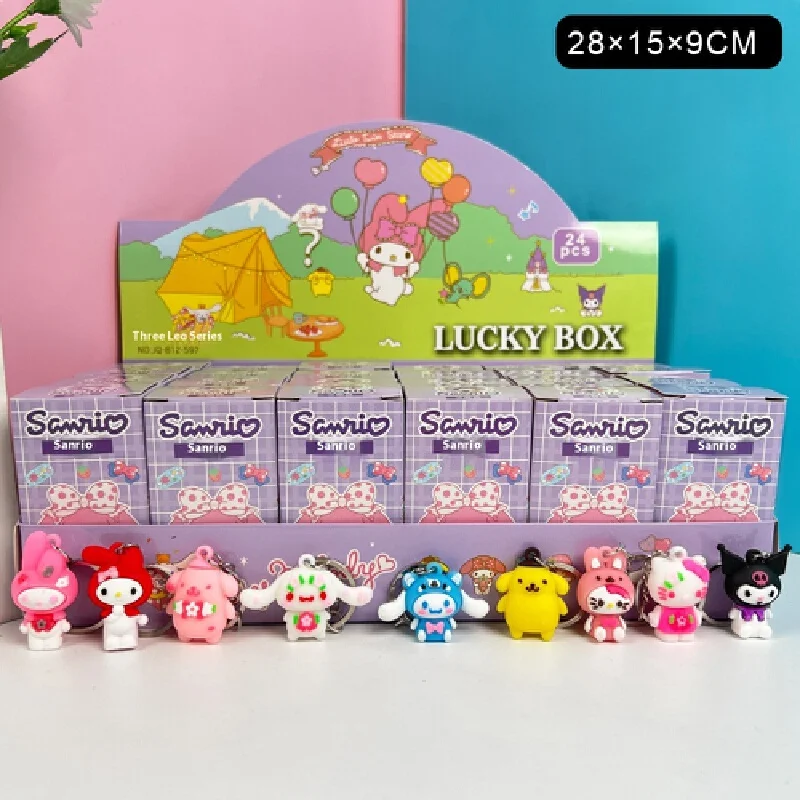 24 Labubu periférico de animé caja ciega muñecas Pvc pequeños colgantes lindos llaveros de dibujos animados caja ciega decoraciones colgante de moda Hangi