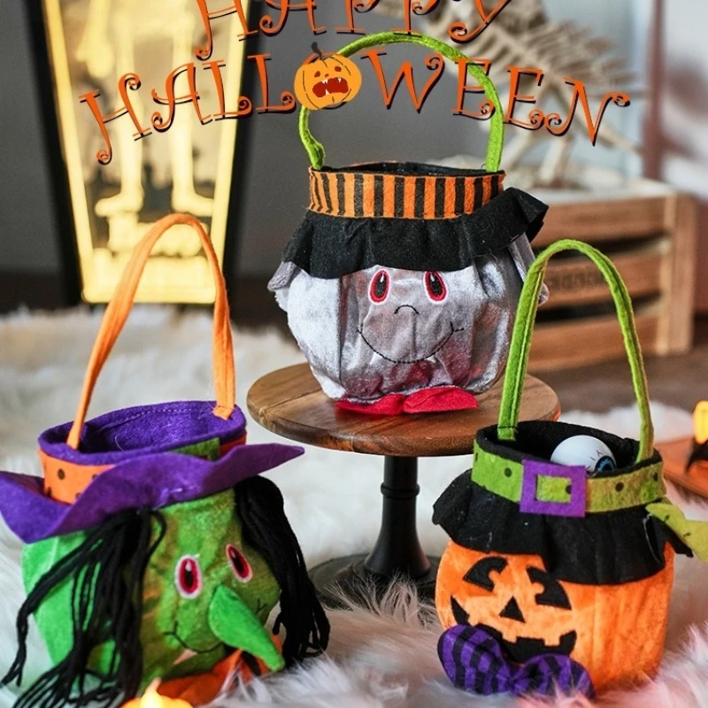 

Halloween Candy Collection Bag Pumpkin Shape Treat Bucket Trick or Tote Bag for Photoshoot Party Favor Gift Cosplay Props
