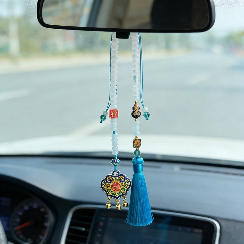 

﻿Chinese Style Tassel Retro Car Pendant Gift Good Luck Safety Car Rearview Mirror Hanging Decoration Auto Interior Accessories
