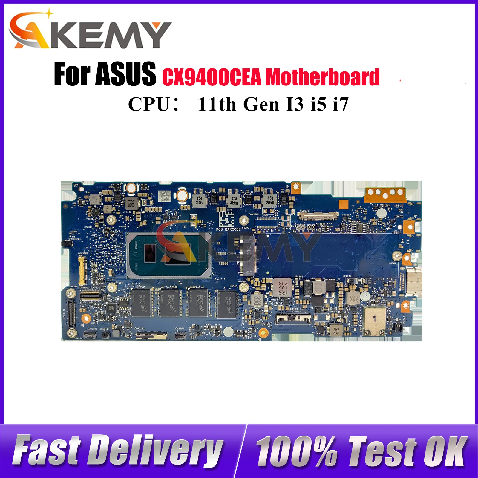 

CX9400CEA Laptop Motherboard For ASUS Chromebook Flip CX9 CX9400C CX9400CEA Mainboard With 11th Gen I3 i5 i7 100% tests OK stk