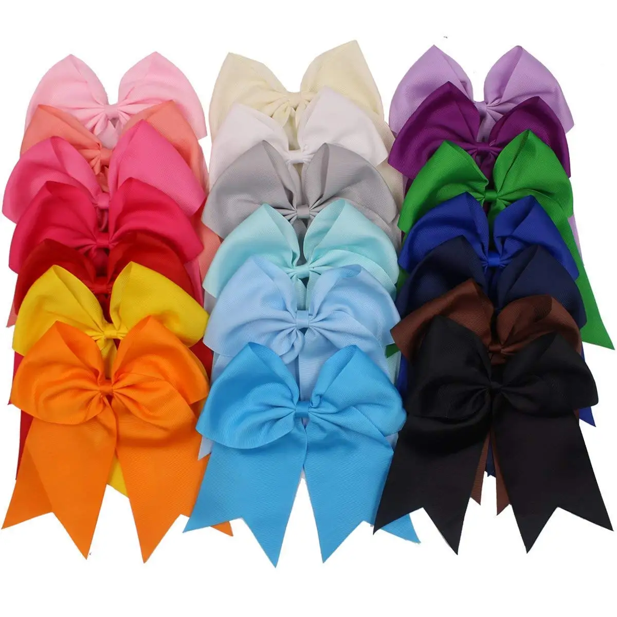 

8" Large Bows For Girls Ponytail Holder Grosgrain Ribbon Cheerleading Bows Elastic Hair Tie Bands For Baby Girls School College