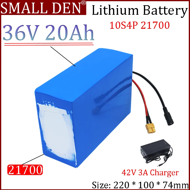 New 36V 20Ah 21700 10S4P lithium battery pack,1000W high-power built-in BMS,various energy storage backup+3A charger