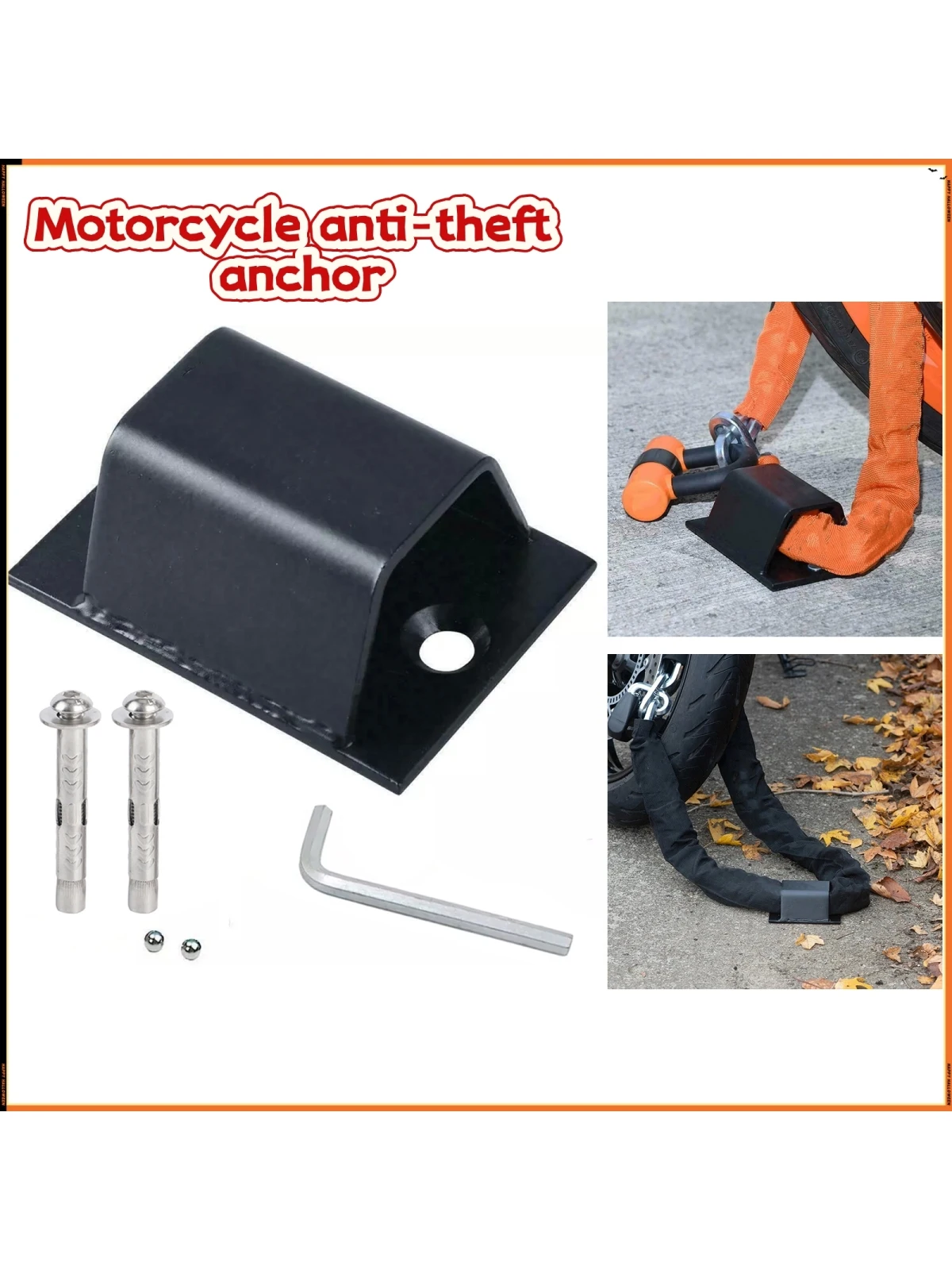AliExpress NONE 1Set Heavy Duty Motorcycle Ground & Wall Anchor Hardened Steel Anti-Theft Security Chain Lock Point For Motorbike Bike