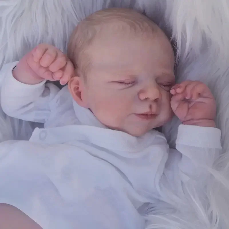 리스베크 19인치 이미 페인팅된 완성된 리본 베이비 돌 - 수제 리본 프리미 베이비 신생아 장난감 선물 소녀 인형