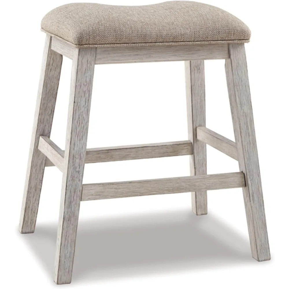 Skempton Modern 24" Counter Height Upholstered Barstool, 2 Count, Whitewash