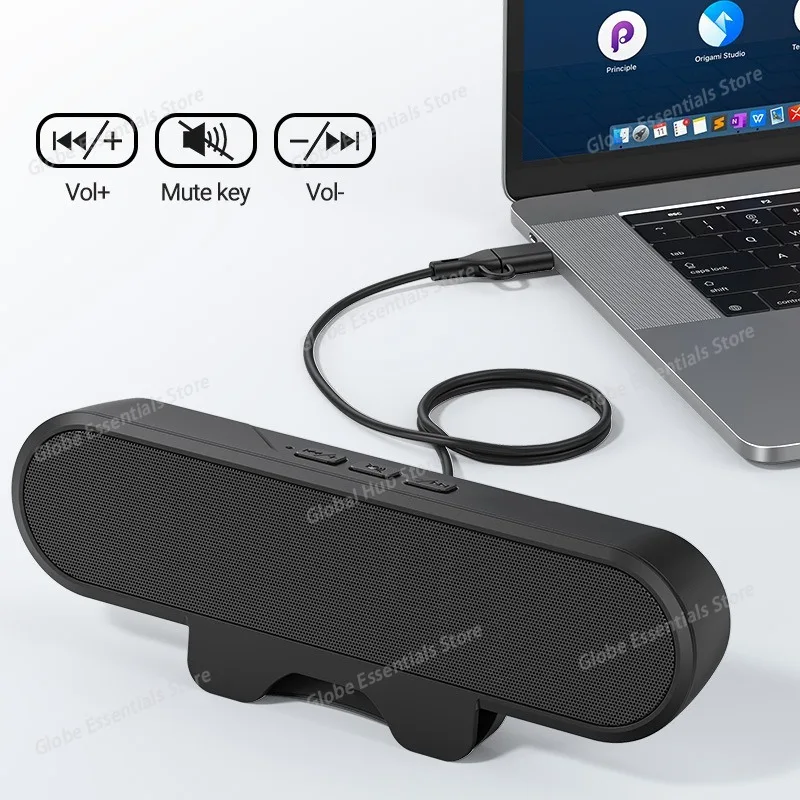 PC Speaker Desktop PC Speaker Easily Clamps Display Loud Sound Volume Control 10W USB High Definition Stereo for Entertainment