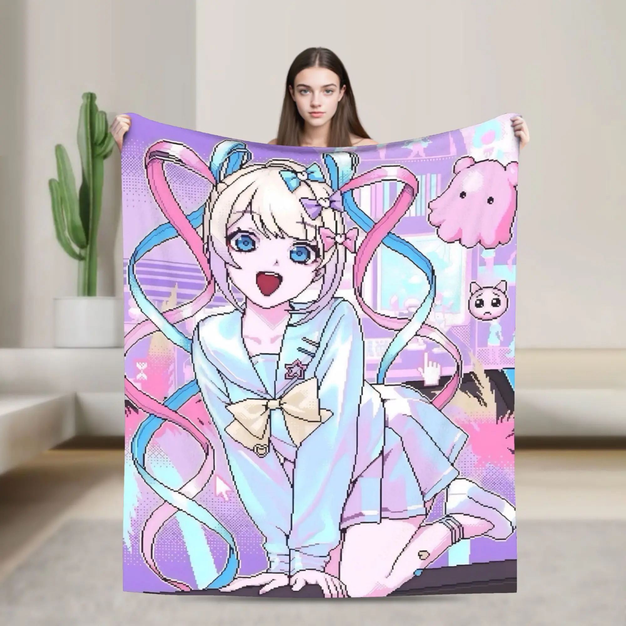 OMG kawaii Angel Flannel Blanket Needy Girl Overdose Creative Throw Blankets for Home Hotel Sofa  200x150cm Plush Thin Quilt