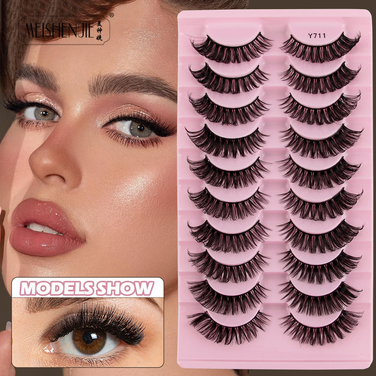 3/10 Pairs Soft False Lashes Dramatic Thick Russian Lashes 3D Mink Eyelashes Reusable Fluffy Russian Strip Lashes Make up Tools