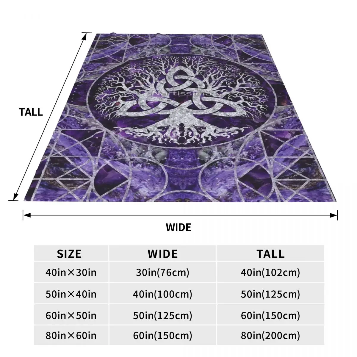 Tree Of Life With Triquetra Amethyst Four Seasons Universal Blanket Fireplace Can Be Covered Father's Day Gift