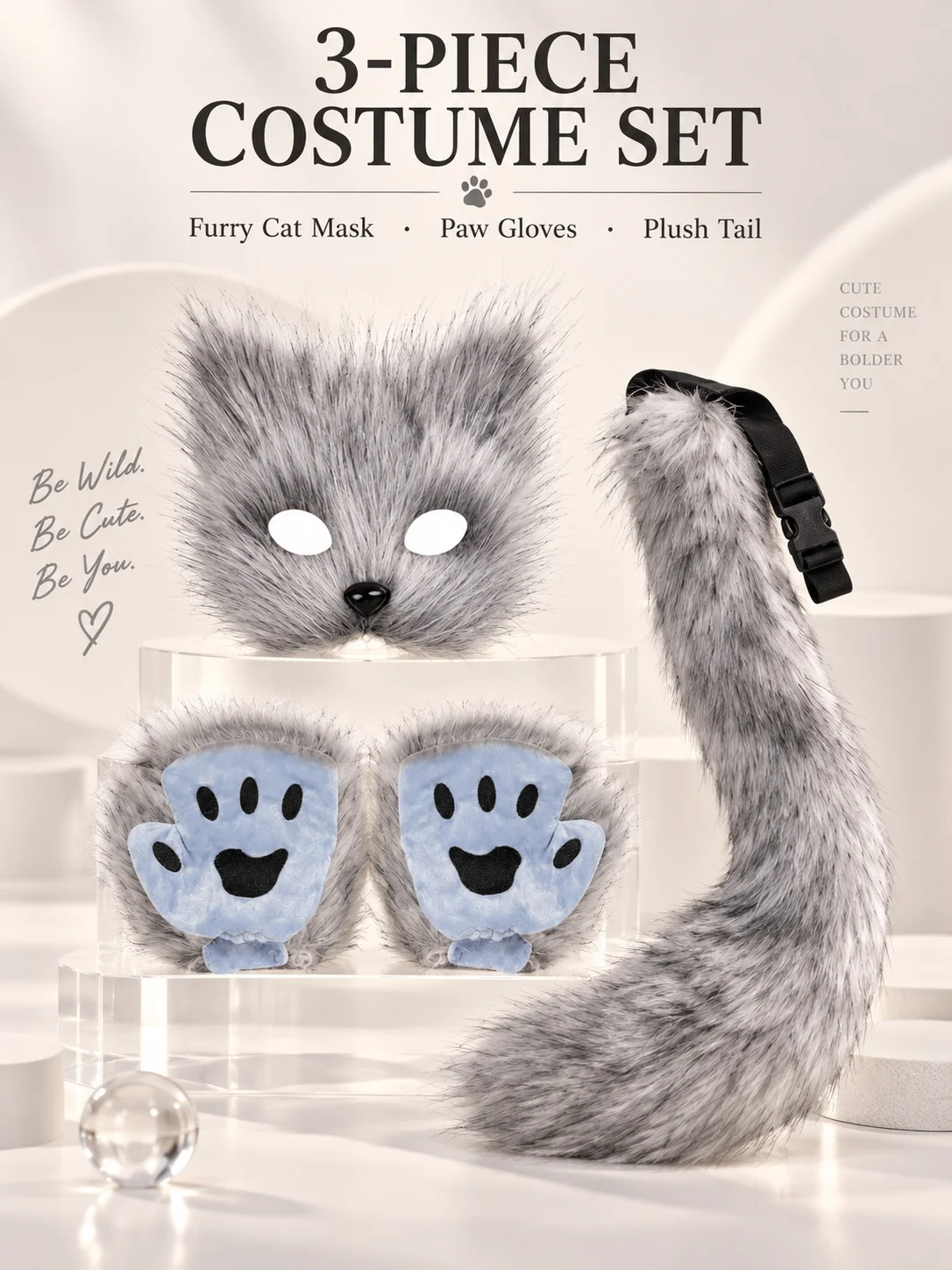 Kit Chat en Peluche – Masque, Gants et Queue – photo 2