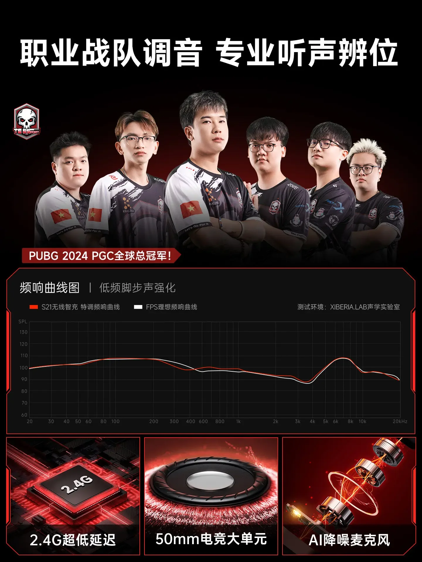 S21 wireless, smart charging, head-mounted, e-sports headset 2.4G computer, game headset