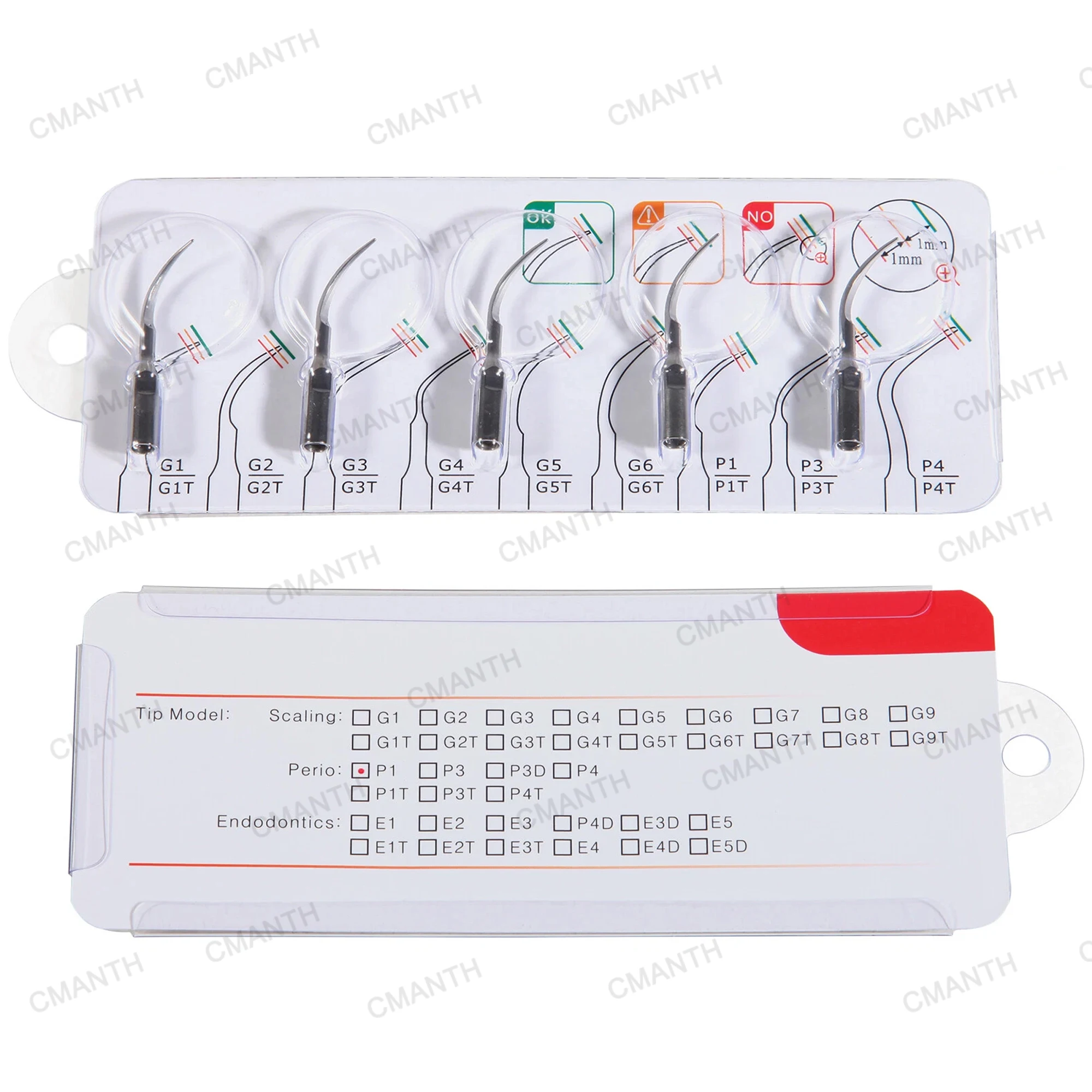 5Pcs P1 Ultrasonic Dental Scaler Tips Fit for WOODPECKER EMS Mectron Ultrasonic Scaler Handpiece