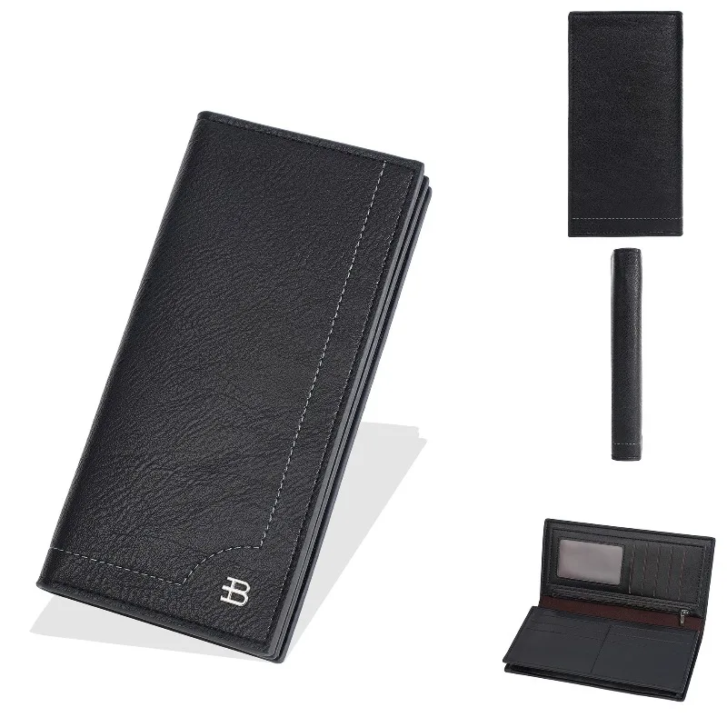 Baellerry Men's Long Wallet Retro Multi Slot Soft Leather Wallet with High-end Feel Zipper Business Wallets for Man