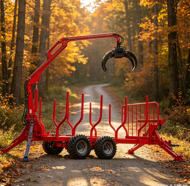 Forestry Electrical Timber Trailer Crane with Full Hydraulic System Log Loading Wagon Grapple Motor and Engine Components