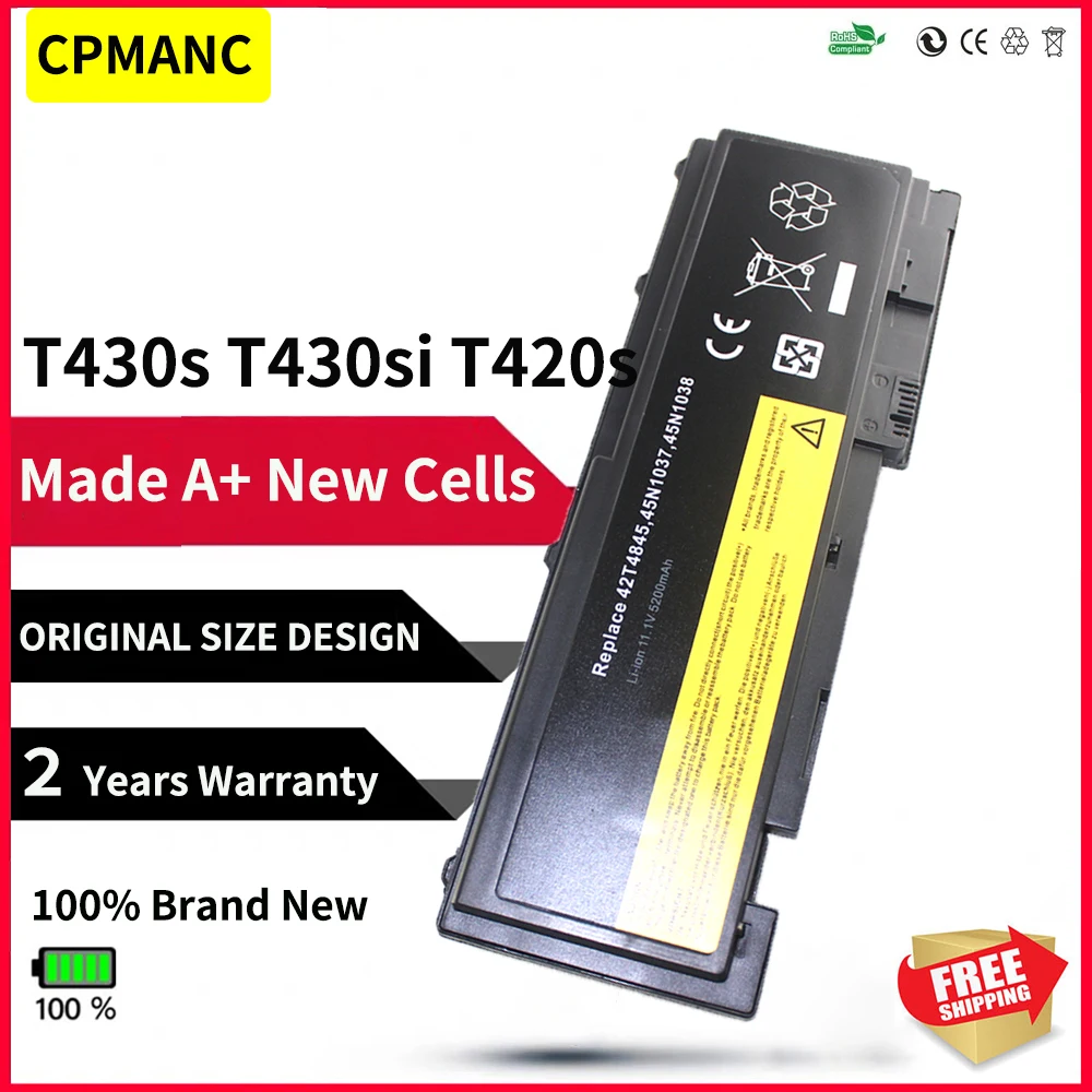 CPMANC 11.1V 4400mAh 45N1036 45N1037 45N1038 Battery For Lenovo T420S T430S T420S T430S 45N1039 45N1064 45N1065 45N1143