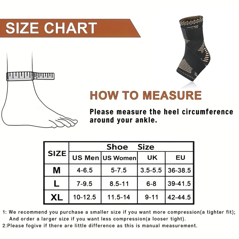 1Pcs Copper Ankle Brace Infused Compression Sleeve Support for Plantar Fasciitis, Sprained Ankle Achilles Tendon Pain Relief