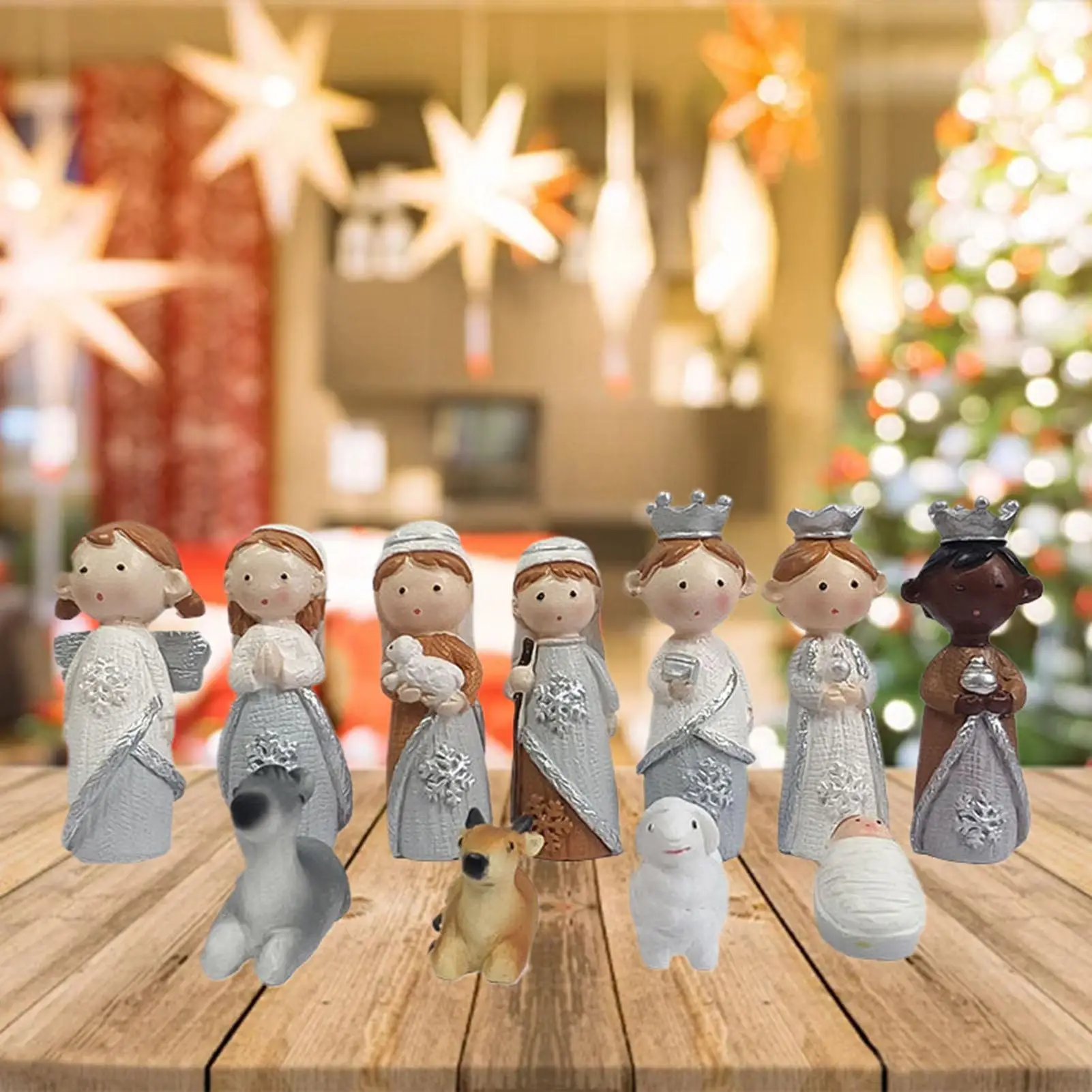 Christmas Nativity Scene Set Resin The Birth Of Jesus Decor Resin Craft Statue Nativity Scene Indoor For Desk Desktop Shelf