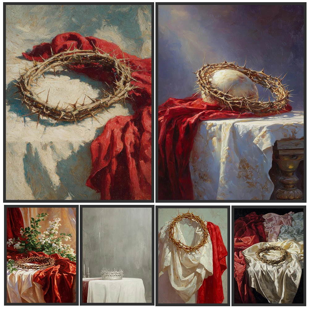 Christian Crown Of Thorns Canvas,Crown Of Thorns Art Poster Print,Christian Canvas,Unique Gift For Catholic & Faithful Fans