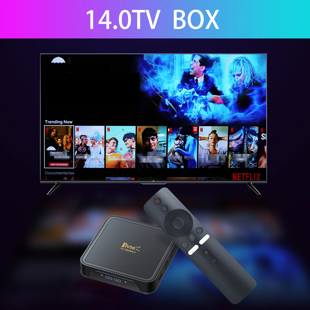 Boîtier Smart TV TV98 PRO RL H313, Android 14.0, 8K, Façade, Core 2.4G, 5G, Touriste, WiFi, Télécommande Vocale BT, Lecteur MultiXXL, Décodeur