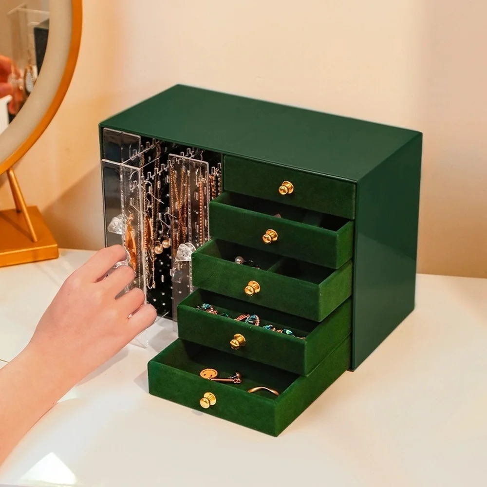 Jewelry box jewelry storage box light luxury multi-layer hand jewelry earrings earrings earrings necklace display box rack