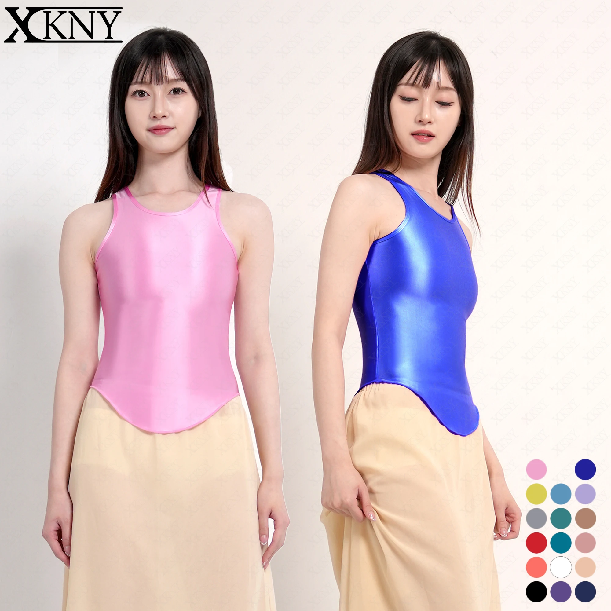 

XCKNY satin glossy vest suspender corset silky smooth vest suspender can be outside vest Spicy Girl Sling Arc long vest