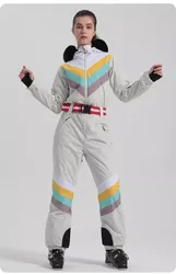 Traje de esquí de una pieza GSOU Snow para mujer, mono de snowboard Delgado, conjunto de esquí cálido, ropa de invierno, a prueba de viento, impermeable, 2023