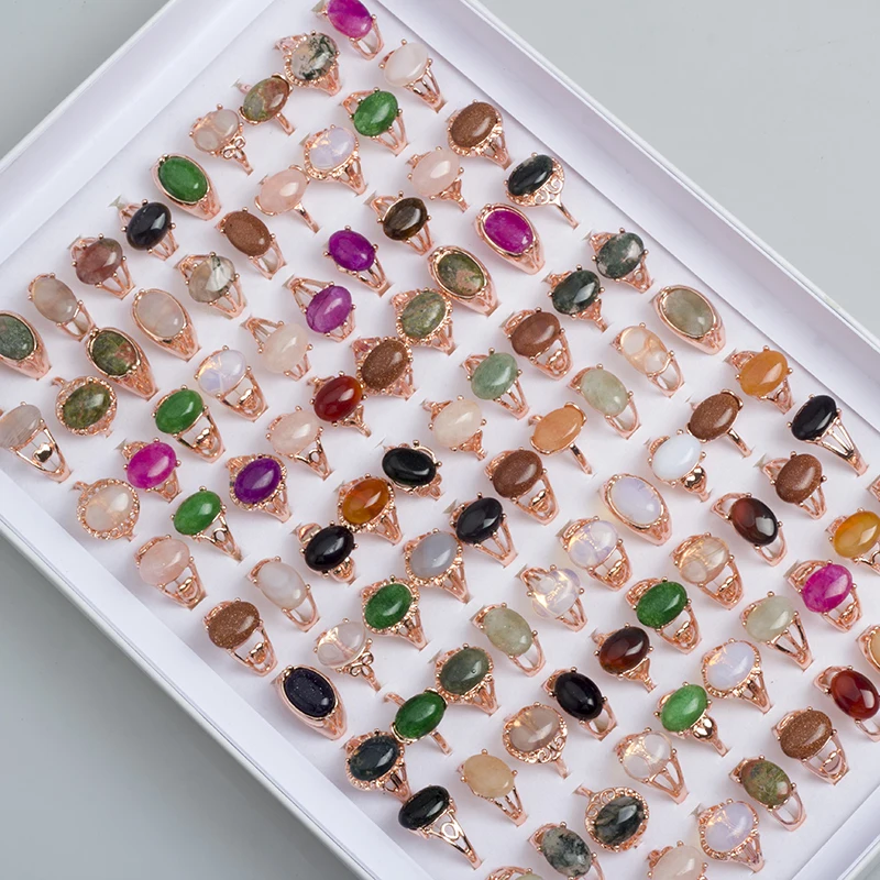 20 Pcs/Lot Bohemia Imitation Natural Stone Colorful Opal Crushed Shells Agate Finger Rings For Women  Joint Ring Gir Party Gifts