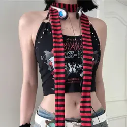 INS Striped Y2K Hot Girl Dopamine Girl Sub-Culture Colorful Striped Scarf Fashion Decorative Style Thin Scarf Spring And Autumn