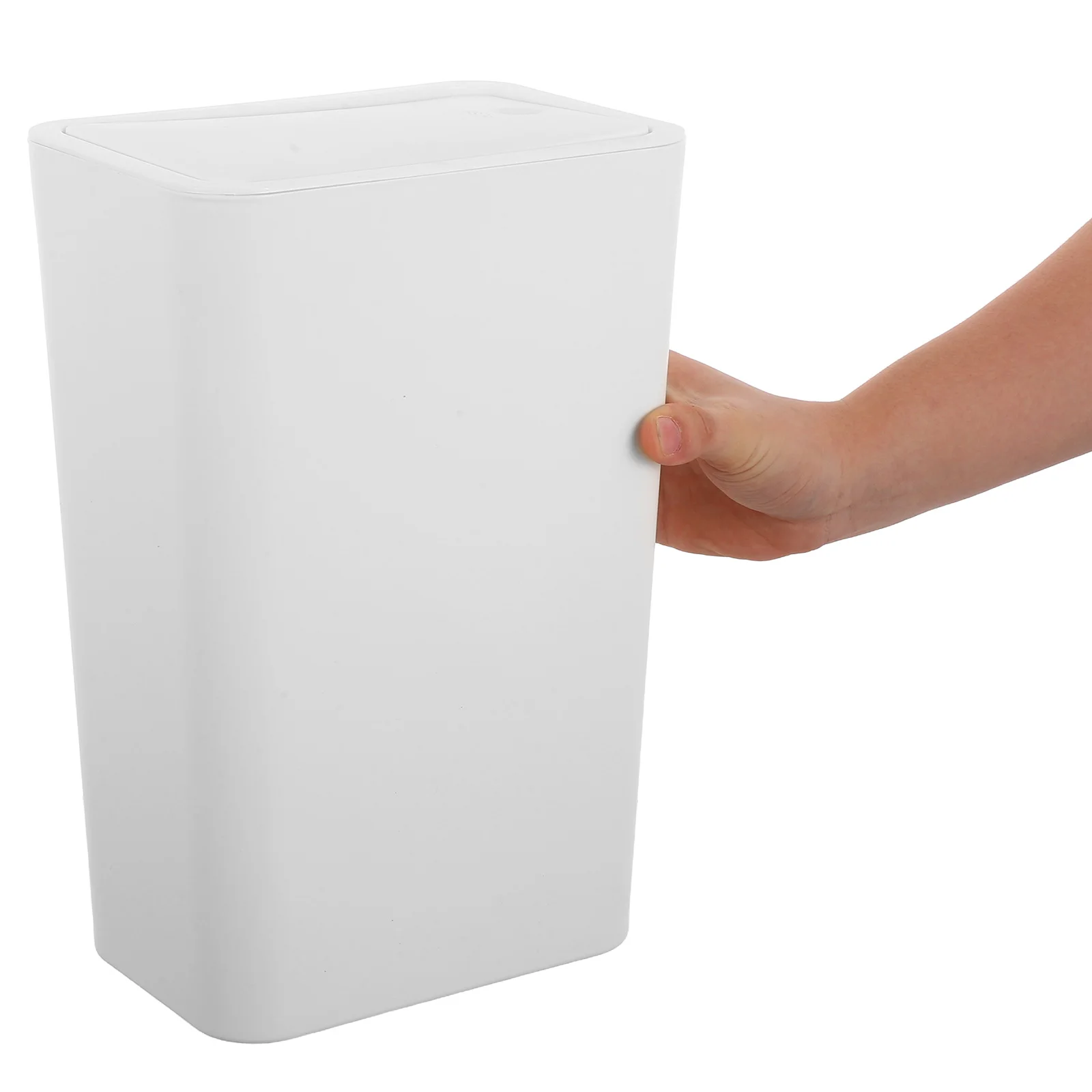 

Presstoopen Trash Can With Lid Square Space-Saving Plastic Garbage For Bathroom Office Kitchen Bedroom Silent Closing Desktop