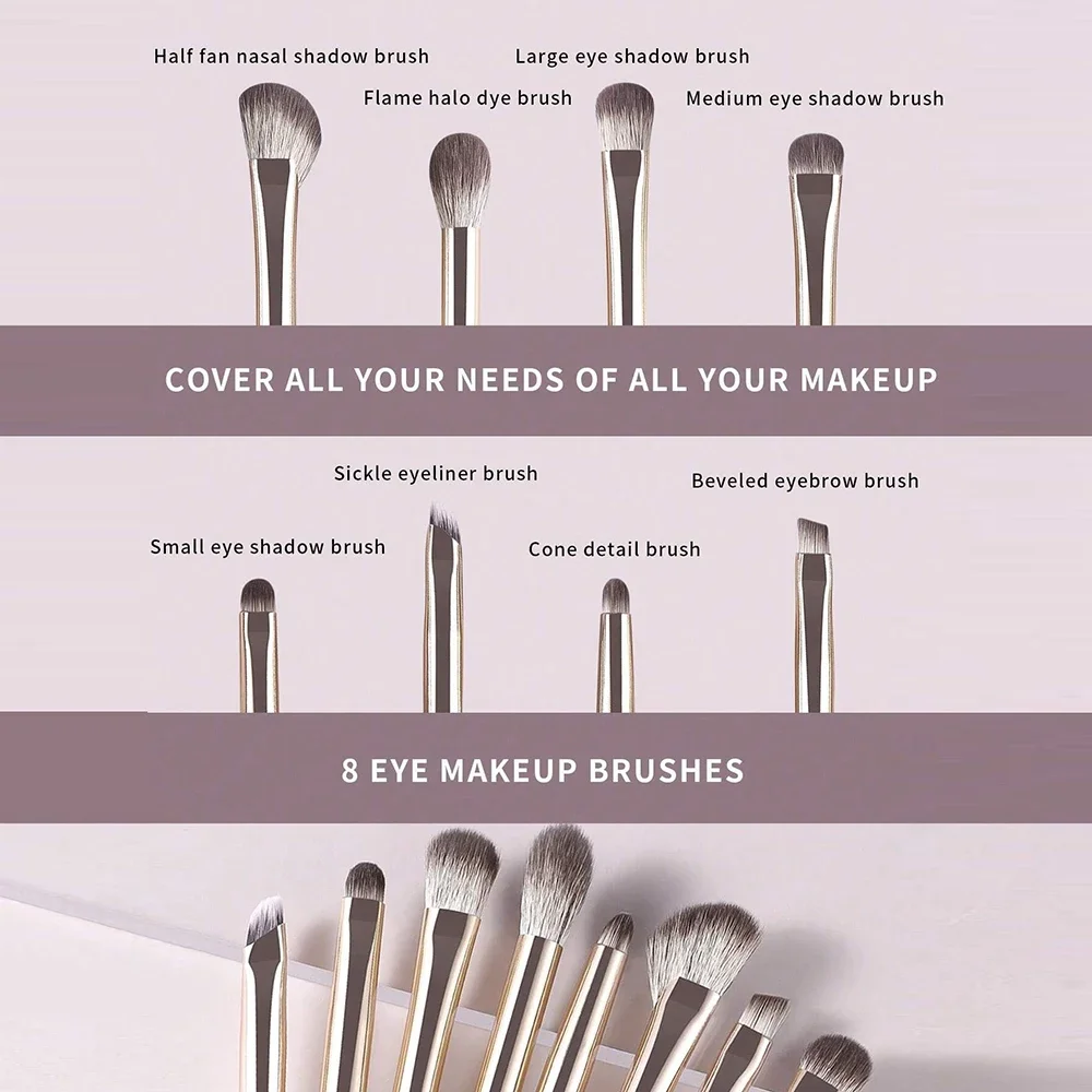 8 個アイメイクブラシセットアイシャドウブラシ眉毛輪郭アイライナーブラシ女性ブレンドディテールメイクアップツール