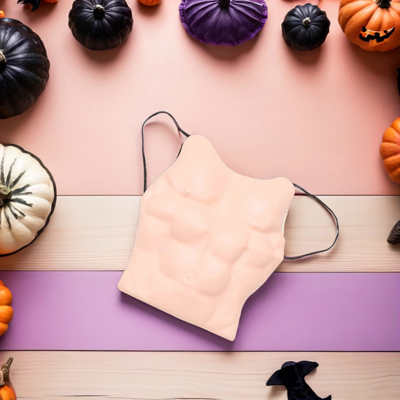 2 pezzi realistico petto muscolare costume addominale uomo accessorio cosplay di Halloween divertente vestire outfit festa prop travestimento