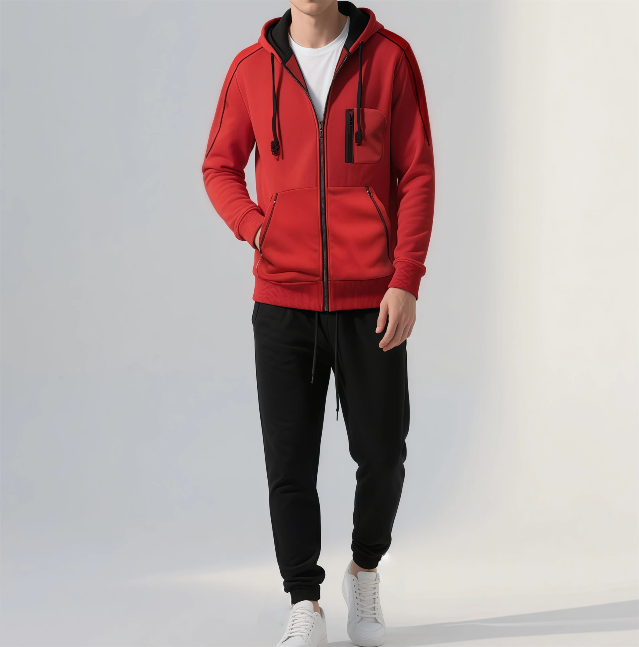 

Men's Autumn Winter Tracksuit Hooded Jacket with Zipper And Running Pants 2 Piece Set Fast And Furious Print Casual Streetwear