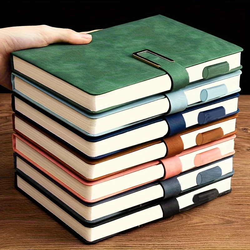 

Minimalist A5 Notebook - Thick Leather Journal for Business & College, 200 Page Retro Diary, Meeting Notepad for Students